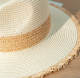 Retro Colorblock Raw Edge Sunscreen Straw Hat